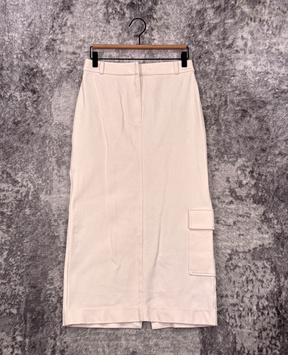 COS Skirt Small Womens Off White Ivory Cargo Back Slit Maxi